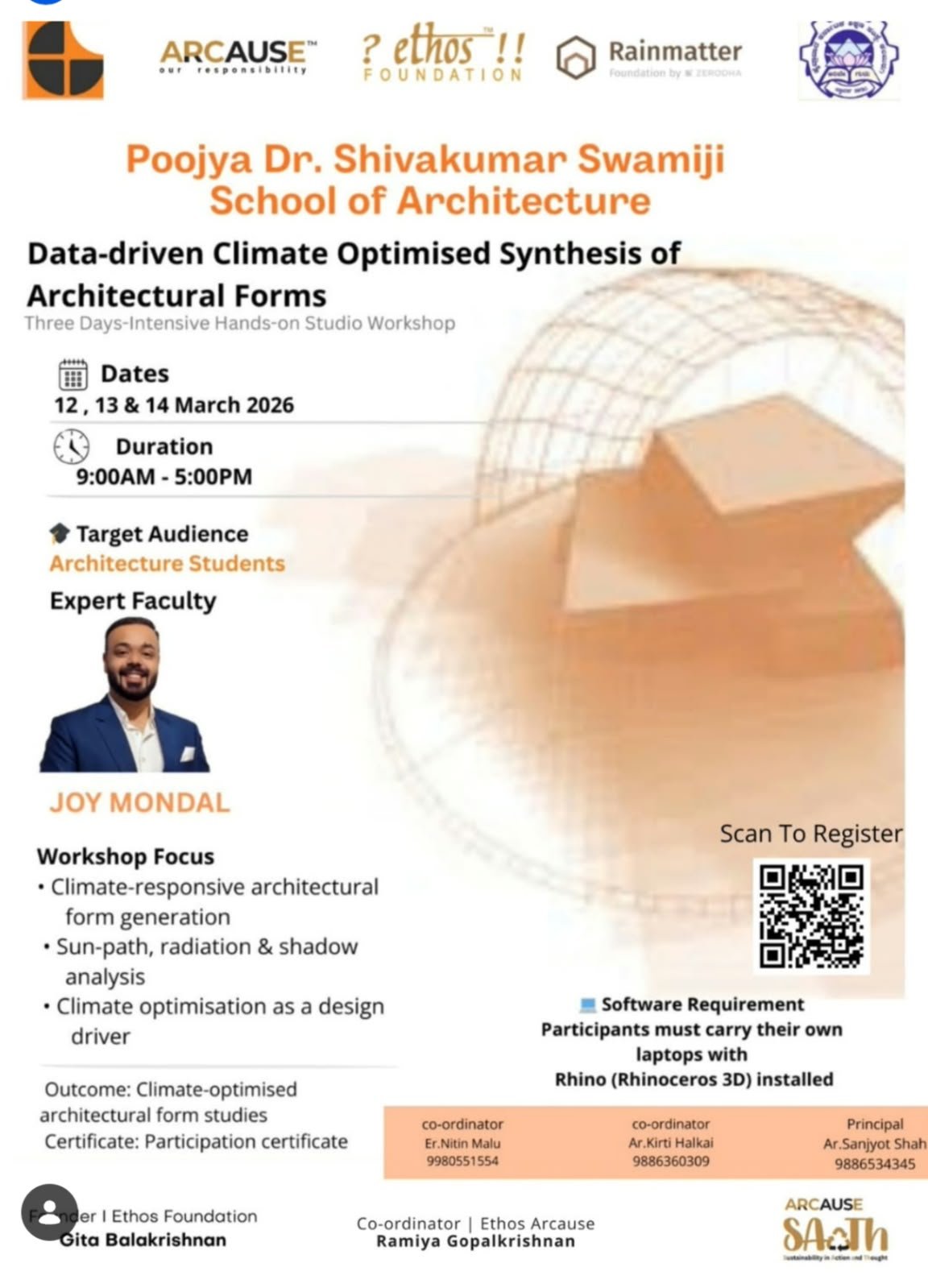03 Days Workshop on "Data Driven Climate Optimized Synthesis of Architectural Forms".